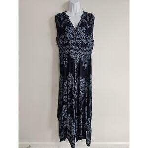Bila Dress Womens Large Blue Floral Maxi Boho Cottage Fairy Whimsical Western